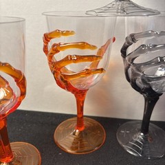 7 Skeleton Hand Plastic Wine Goblets Gothic Halloween Party Bar Decor Cups