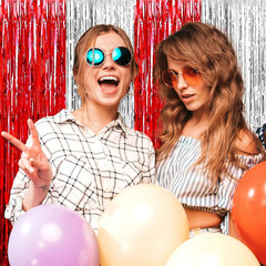 6 Pack -3M-Red Silver Foil Fringe Curtain Backdrop, 3.28Ft X 9.8Ft Metallic Tins