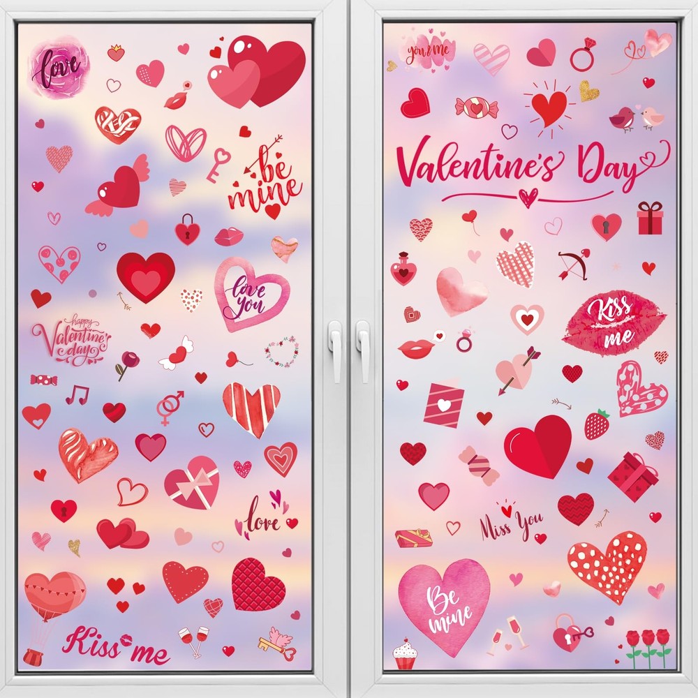 Valentine’s Day Window Clings PVC Stickers Valentine Hearts-Shape Heart