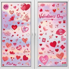 Valentine’s Day Window Clings PVC Stickers Valentine Hearts-Shape Heart