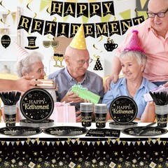 Black Gold Retirement Decorations Kit 184pcs
