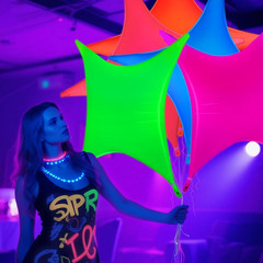 Mega-L Glow in the Dark Party Supplies, 5 Pcs Neon Star Balloons Set | Fluoresce