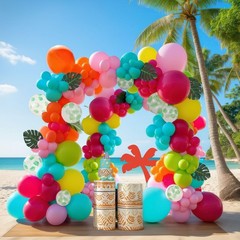 summer hawaii aloha balloons garlandkti 150pcs Hot Pink blue orange green bal…