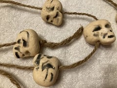 HANGING STRINGS OF SKULLS Halloween Party Decoration, Foam Skulls on Ropes.