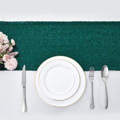 2 Packs 12 x 108 inches Hunter Green Sequin Table Runner, Glitter Hunter Gree…