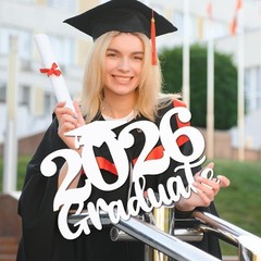 2026 Graduation Party Decorations Wooden Sign White Photo Booth Prop High Sch…