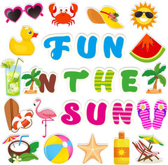68 Pcs Fun in the Sun Summer Cutouts Tropical Bulletin Board Decorations Colorfu