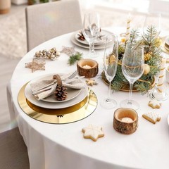 24 PCS 12 Inch Gold Round Flat Circle Mirror Tray Plate Table Centerpiece