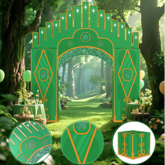 7 Pcs Emerald Cardboard Castle Green Wizard Playhouse Large Wizard Party Decorat