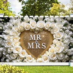 5x7FT/5x3FT Mr & Mrs Backdrop Wedding Valentine’s Day Backgrounds Photo Booths