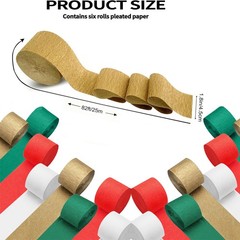 Crepe Paper Streamers 8 Rolls 656 ft,Green, Red, Gold, White Party-Decorations C