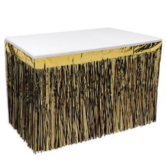 Beistle 2-Ply Metallic Table Skirting – Black and Gold – General Occasion