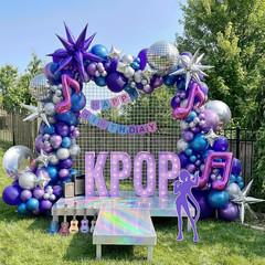 Chrome Purple and Blue Disco Balloon Garland Arch Kit 160Pcs Metallic Disco Part