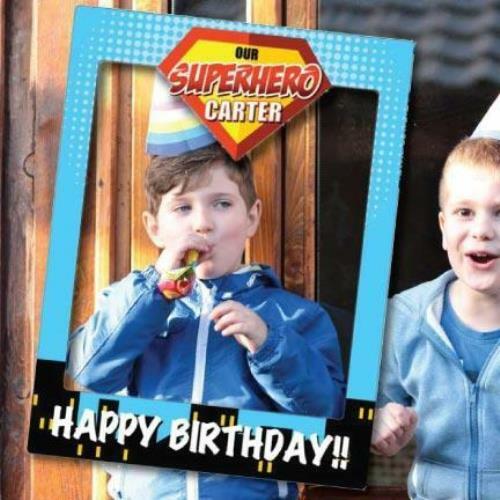 Superhero Birthday Theme Photo Booth Frame and Props – FREE SHIPPING
