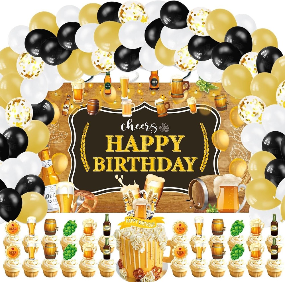 Beer Birthday Party Decorations 110 Pcs Aged to Perfection Cheers Party Supplies