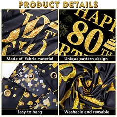 80th Birthday Decorations for Men Women – Happy 80th Birthday Black Gold 80th