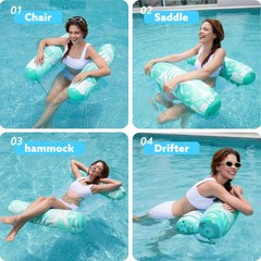Hammock Pool Floats Adults, 4-in-1 Multi-Purpose Inflatable Pool Floaties PVC…