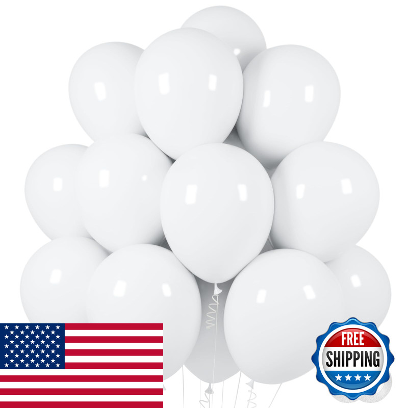Asiyuhy White Balloons 100 Pack 12 Inch White Latex Party Balloons 2 Rolls Of