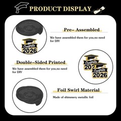 Black and Gold Graduation Decorations 2026 Class of 2026