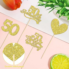 12 PCS 50Th Anniversary Centerpiece Sticks Double Sided Gold Glitter Heart 50 Go