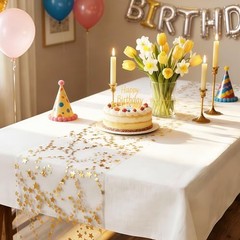 16 Ft Gold Table Runner Birthday Party Table Decorations | Golden Star-gold
