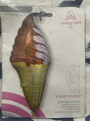 Anagram Mylar Balloon 41” Ice cream Cone Chocolate Vanilla Sprinkles Party