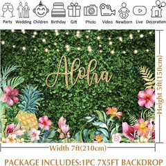 7x5ft Aloha Backdrop Tropical Luau Party Decorations Hawaiian Backdrop for Party