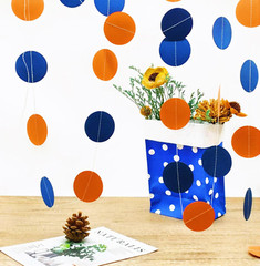 Orange Blue Circle Dots Party Garland Banner Decoration Polka Dots Paper Streame