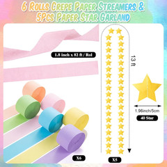 Pastel Party Decorations 492Ft Pastel Crepe Streamers 600 Sheet Paper Strips Cha