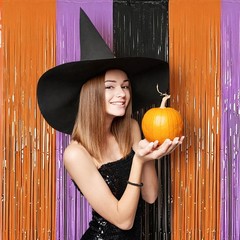 Happy Summerween Banner with 2 Pack Foil Curtain Summer Halloween Party Decor…