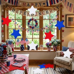 12 Pack 14 Inches Large Red White Blue Stars Patriotic Decorations Giant Felt St