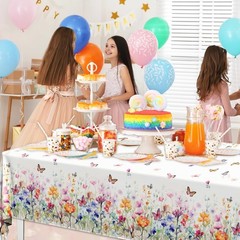 Wildflower Baby Shower Tablecloth, 70.8″ x 42.5″ (3pcs) – Floral & Butterfly …