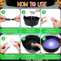 4 Pcs 14» LED Halloween Witches Cauldron Fogger Candy Buckets