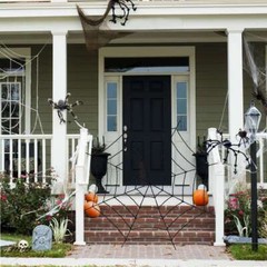 Giant 10Ft Halloween Horror Rope Spider Web Outdoor Decor Black White Party Prop