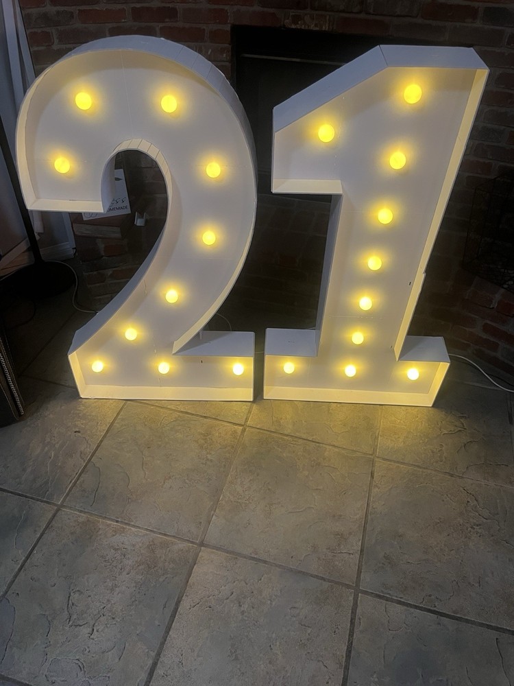 Large Light Up Decoration White cardboard for 21st Birthday