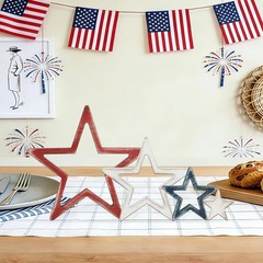4th of July Table Decorations, Red White Blue Stars Decorations Set of 4, Ret…