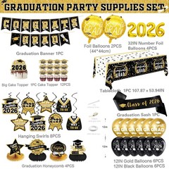 Black and Gold Graduation Decorations 2026 Class of 2026