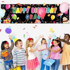 Personalized Birthday Banner with Name DIY Colorful Happy Birthday Banner Backdr