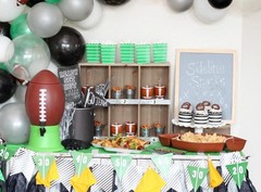 Green Football Field with Lines Printed Plastic Table Cover Roll 100Ftx40″ #584