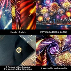 72×44″ XL Happy New Year Banner|Fireworks Happy New Year 2026 Banner – New Years