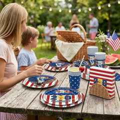 100 Pcs 250 Anniversary USA Decorations Party Supplies Set with 4Th of July Pape