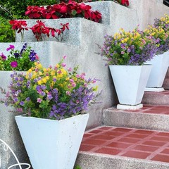 Hananona 24 Pcs Artificial Flowers Outdoor, Faux Artificial Plants UV Resista…