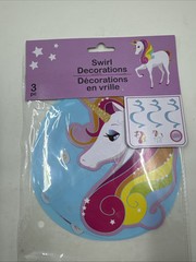 Rainbow Unicorn Hanging Swirl Decorations 3 Count