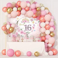 7x5ft Sweet 16 Backdrop Sweet 16 Banner Decorations for Girls Birthday Party …
