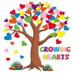Tree Heart Bulletin Board Decorations, 101Pcs Colorful Growing Hearts Rocks T…