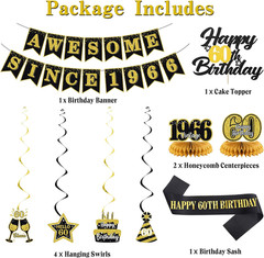 60Th Birthday Decorations Men Women, Black Gold Back in 1966 Poster Happy 60Th B