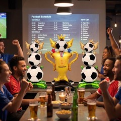 3 Pcs 39″ Standing Soccer Party Decorations Set with Foil Trophy and Soccer B…