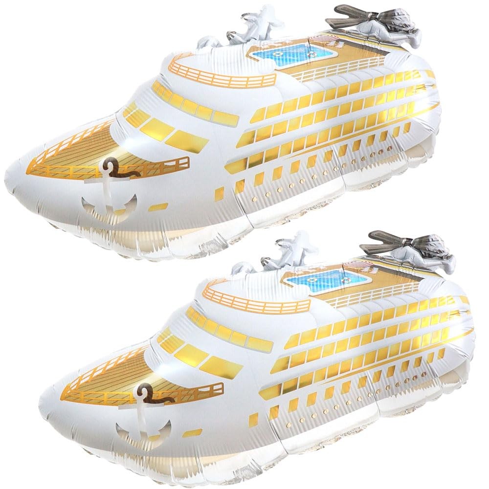 2PCS Cruise Ship Foil Balloons, Ocean Boat Yacht Balloons for Summer Beach Po…