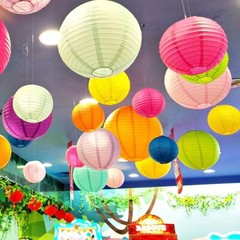8/12/16Inch Multicolor Round Paper Lantern Chinese Lanterns Ball Wedding Party