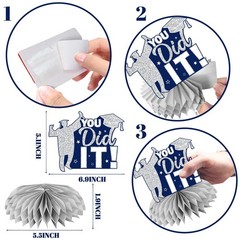 12 PCS Navy Blue Silver Graduation Table Decorations 2026 Centerpieces Decor